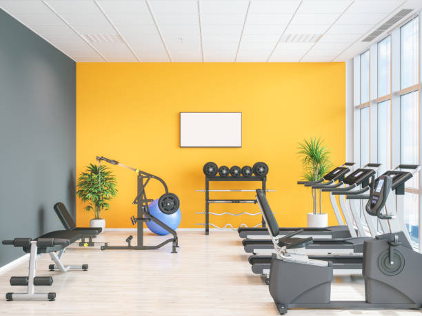 TV Screen on the Wall in Modern Gym (Fitness Center)