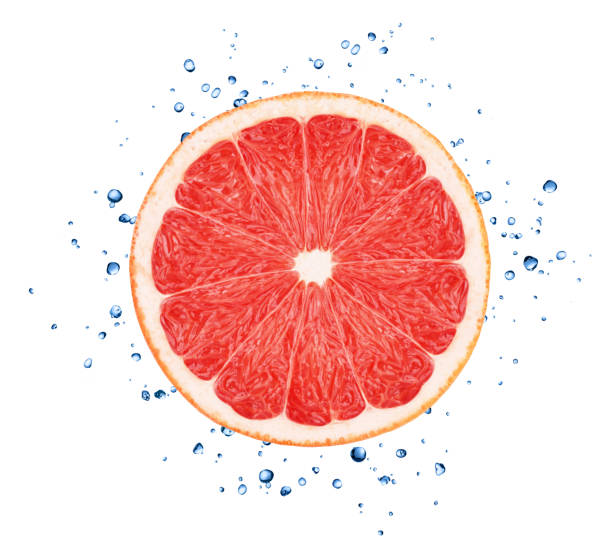 istock Fresh red grapefruit with water splashes isolated on white background. 1160708361