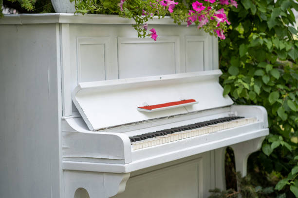 istock the White Old piano adorned with flowers 1160709304