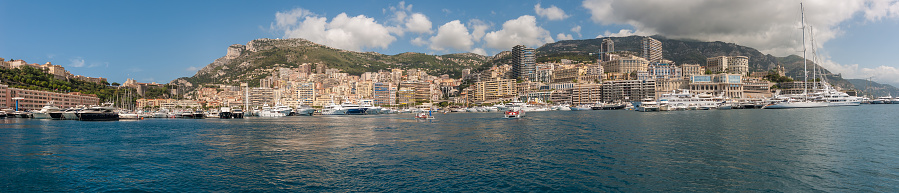 Monaco , Monaco - July 9 2008: Panorama image of Monaco harbour.