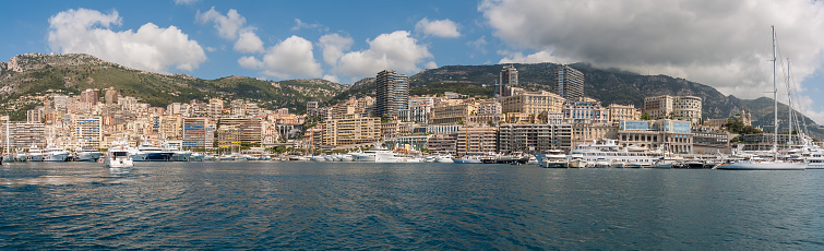 Monaco , Monaco - July 9 2008: Panorama image of Monaco harbour.