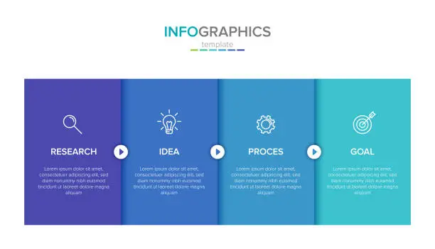 Vector illustration of Vector infographic label template with icons. 4 options or steps. Infographics for business concept. Can be used for info graphics, flow charts, presentations, web sites, banners, printed materials