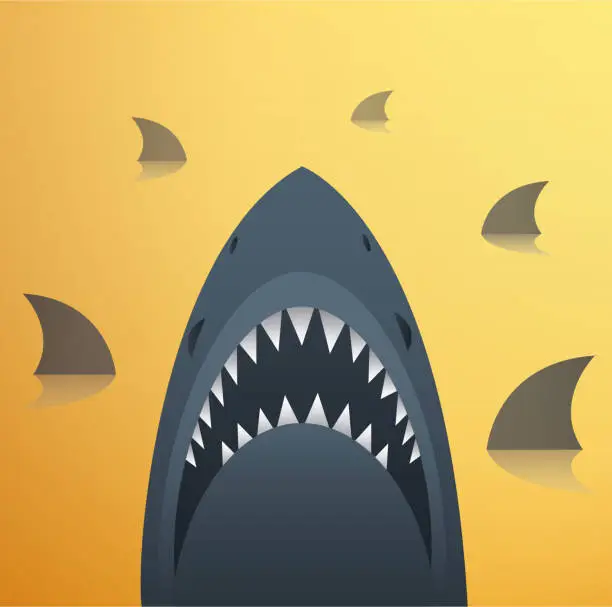 Vector illustration of Shark vector illustration and space background