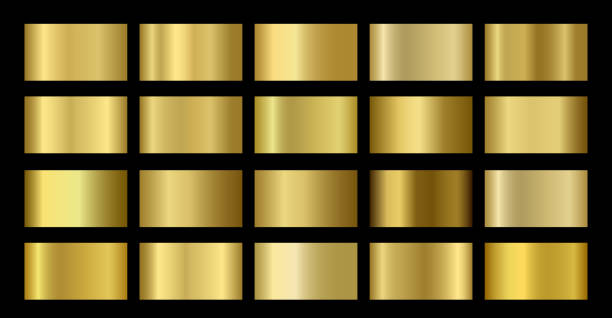 gold metallic, bronze, silber, chrom, kupfer metallfolie textur gradient vorlage - gradient stock-grafiken, -clipart, -cartoons und -symbole