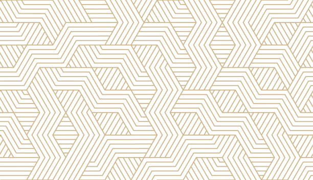 abstrakcyjny prosty geometryczny wzór bez szwu wektorowy ze złotą teksturą linii na białym tle. lekka nowoczesna prosta tapeta, jasne tło płytek, monochromatyczny element graficzny - grafika komputerowa ilustracje stock illustrations