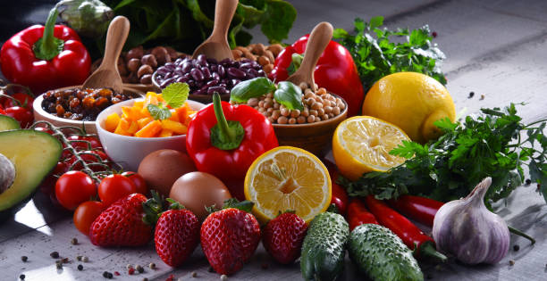 istock Assorted organic food products on the table 1160722770