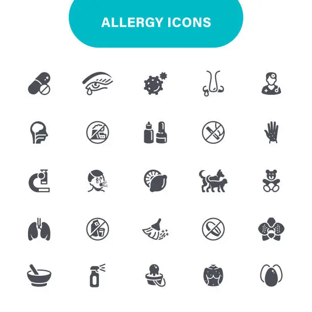 Vector illustration of Allergy and Pollen Icons