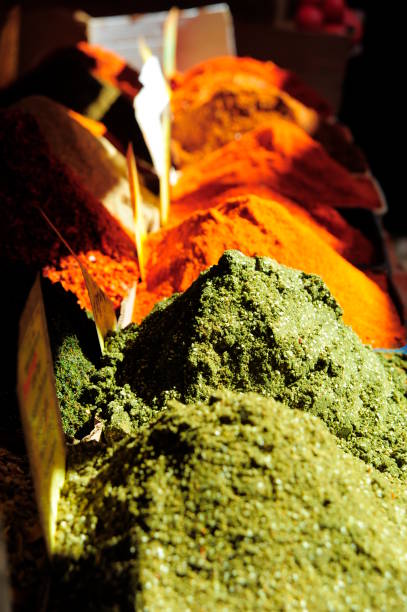 Spices on display at open air market, San Tropez, France