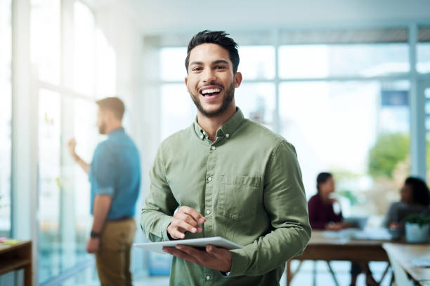 it's a good day to make some smart connections - working man imagens e fotografias de stock