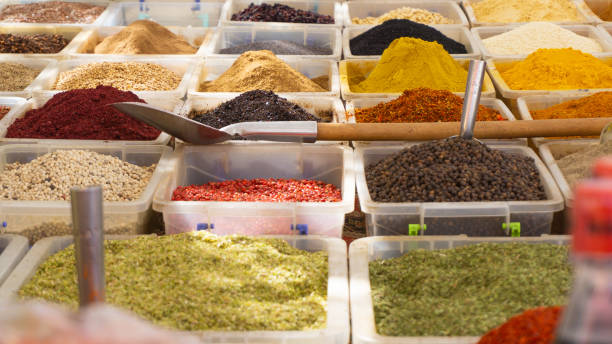 istock Various spices for sale in the bazaar. 1160731089