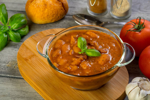 istock Stewed beans in tomato sauce. 1160734699