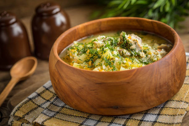 istock Soup with barley and chicken gizzards. 1160734887