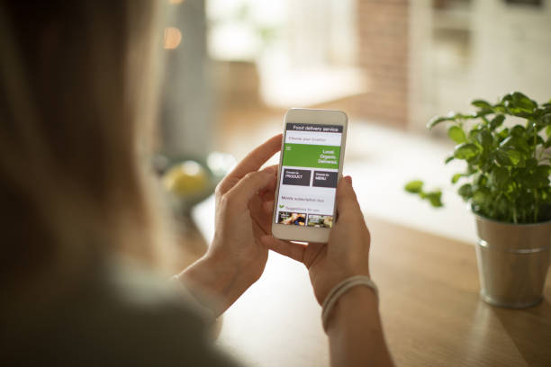 istock Woman using meal delivery service through mobile app. 1160735883