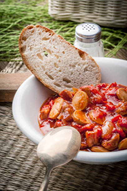 istock Lecho - stew with peppers, onions and sausages. 1160737249