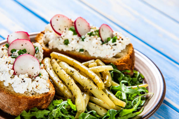 istock Sandwiches with cottage cheese and vegetables 1160739061