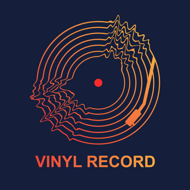 Abstract vinyl record wave music vector with dark  background graphic Abstract vinyl record wave music vector with dark  background graphic dj logo stock illustrations