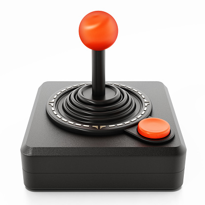 Vintage joystick negro aislado en blanco photo