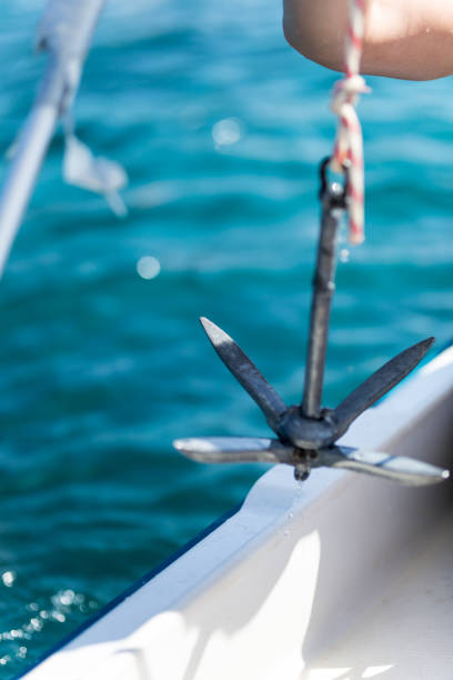 Delta type anchor on the yacht