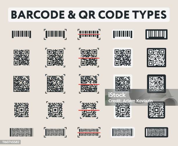 Digital Type Code Different Vector Barcode And Qr Code Digital Types Label Data Matrix ...