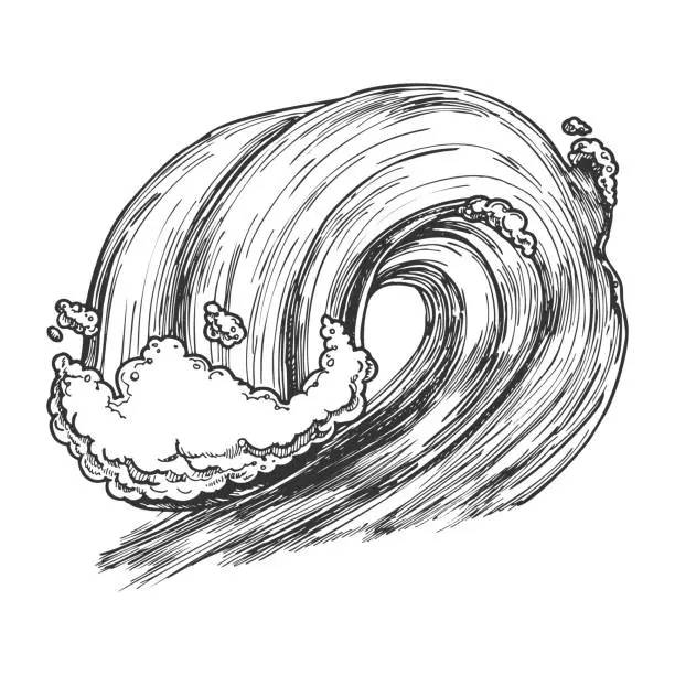 Vector illustration of Breaking Tropical Sea Marine Wave Storm Vector