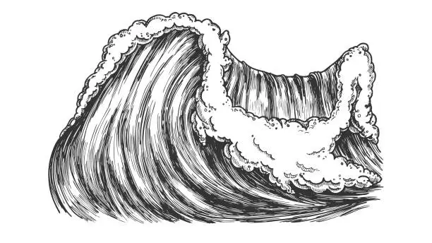 Vector illustration of Breaking Pacific Ocean Marine Wave Storm Vector