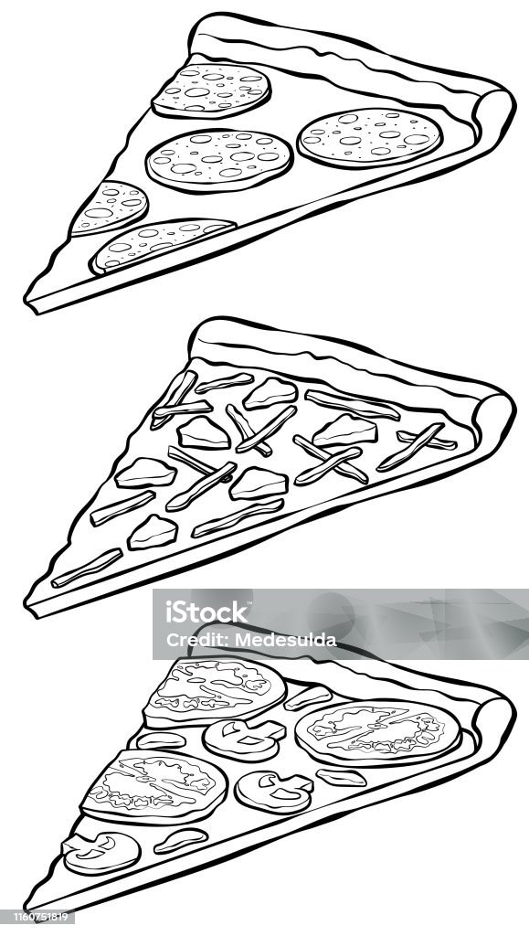 Ilustración de Rebanadas De Pizza En Blanco Y Negro En Estilo Esbozado y  más Vectores Libres de Derechos de Pizza - iStock