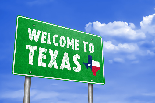 WELCOME TO TEXAS - traffic sign message