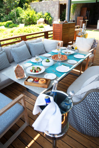 istock Romantic Dinner tables near the sea. 1160755132