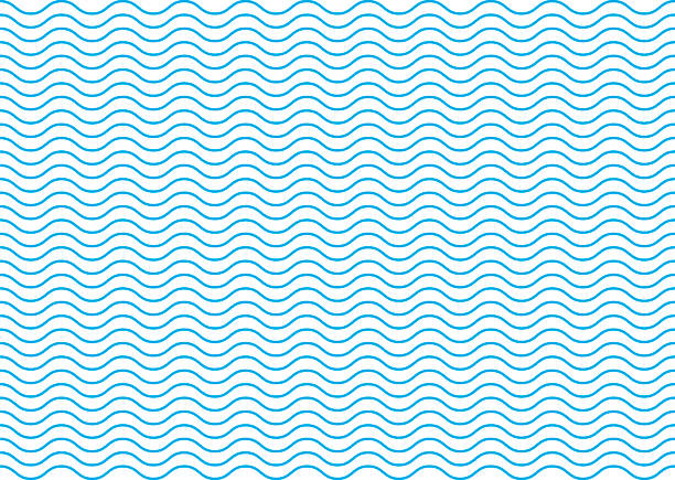 mavi dikişsiz dalgalı çizgi deseni - çizgili illüstrasyonlar stock illustrations