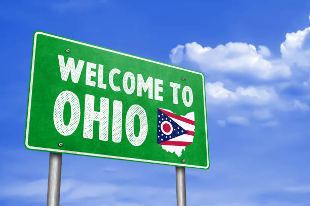 WELCOME TO OHIO - traffic sign message stock photo