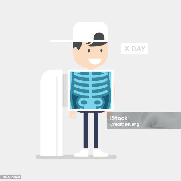 Patient During Xray Procedure Radiologist Xray Health Check Up Cartoon  Character Stock Illustration - Download Image Now - iStock