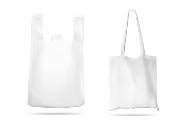 istock T-shirt plastic bag package and textile tote bag for shopping mockup. 1160767601