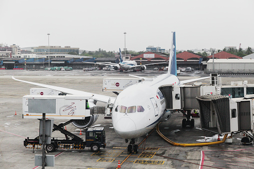 ANA flight getting ready at Mumbai Airport for its next destination. ANA or Zennikkū  Airline also known as All Nippon Airways Co., Ltd., is one of the Japan’s largest airline. Headquartered at Shiodome City Center in the Shiodome area of Minato, Tokyo, Japan. ANA’s main hub being at Narita International Airport, Tokyo and Kansai International Airport, Osaka.