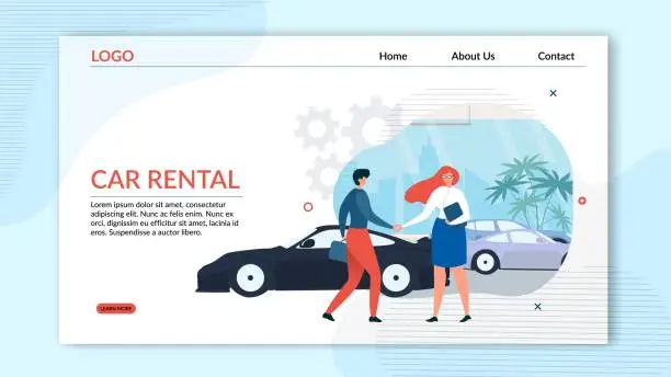 Vector illustration of Landing Page Professional Car Rental Service