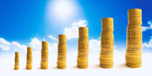 istock Euro money coins with sky background. 1160773194