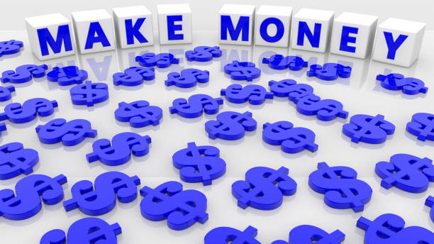 istock Make money concept on white cubes with dollar signs around 1160776648