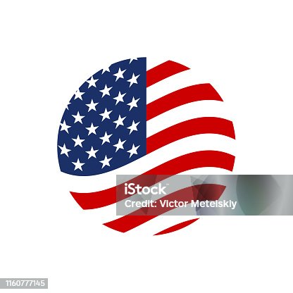 istock US circle flag icon. Waving American symbol. Vector illustration. 1160777145