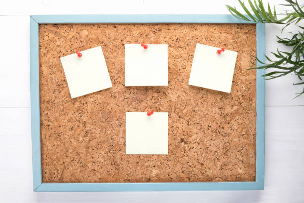 istock four stickers or blanks on a corkboard, concept of notifications, copy space, concept of planning or reminders 1160778589