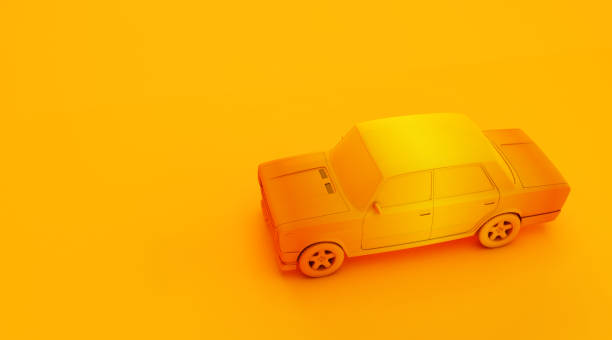 istock 3D rendering of old car on colored background.  monochrome retro car 1160779952