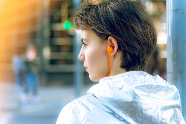 Young girl in a Barcelona street stock photo