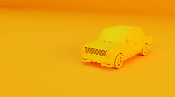 istock 3D rendering of old car on colored background.  monochrome retro car 1160781304