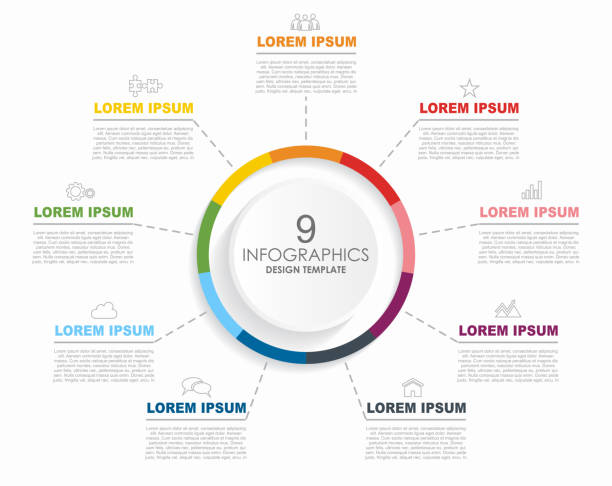 infografik-designvorlage mit platz für ihre daten. vektor-illustration. - 9 stock-grafiken, -clipart, -cartoons und -symbole