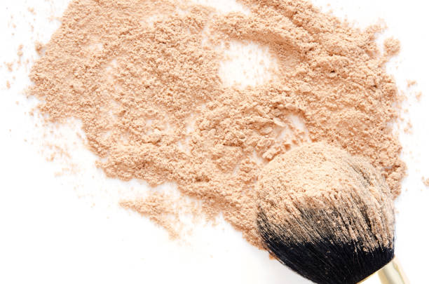 istock Beige crashed face powder for makeup as sample of cosmetic product, isolated on white background - Image 1160784584