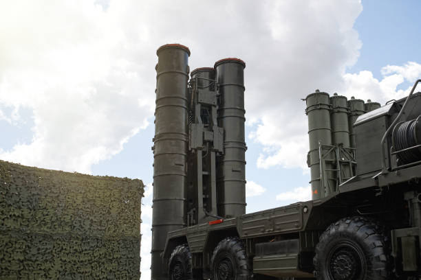 Russian military missile system s-400 stock photo