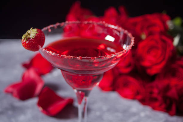 istock Red exotic alcoholic cocktail in clear glass 1160786249