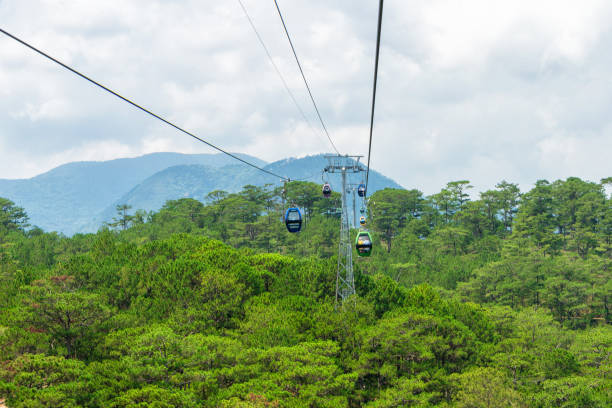 istock Funicular moves over tropical forest in mountains in Vietnam 1160788398