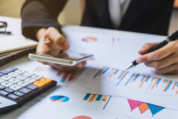 istock Businesswoman working on Desk office with marketing graph statistics analysis 1160789239