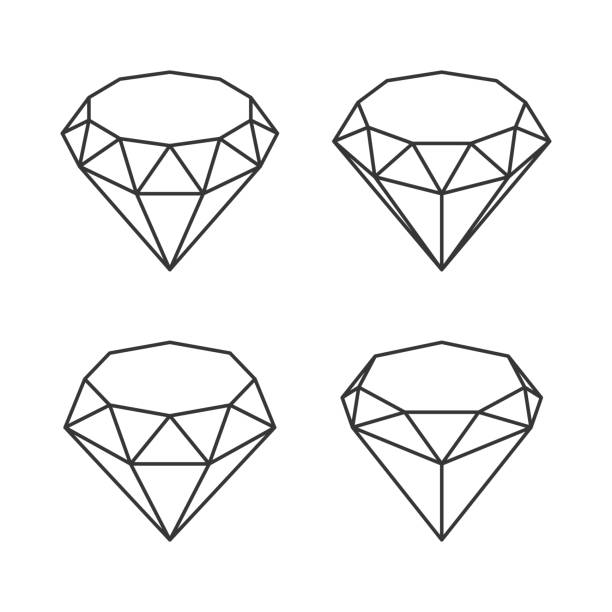 line style diamond crystal zestaw na białym tle. wektor - diamond gem sapphire ruby stock illustrations
