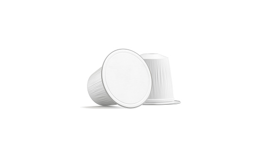 Caja de cápsula de café blanco en blanco maqueta, aislado, vista frontal photo