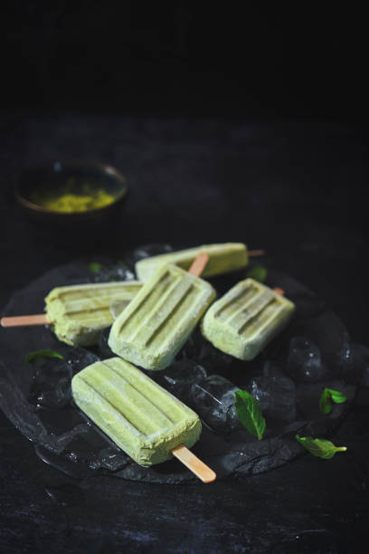 istock Matcha Green Tea Yogurt Ice Cream on Stick 1160796721